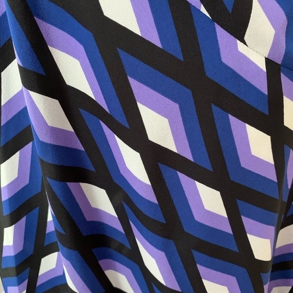 DVF Diane von Furstenberg Dona Mercer Black purple shift dress silk new XXS 0 00 - Picture 4 of 6